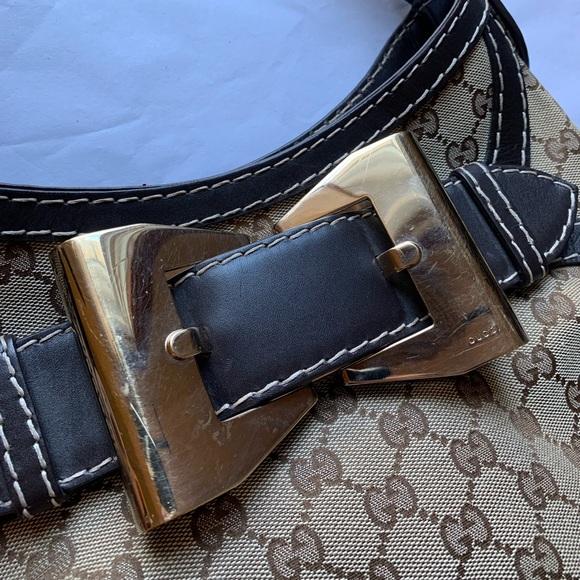 Gucci Hobo Queen Bow Gold Guccisimma Shoulder Bag GG Canvas Shoulder Bag - Picture 10 of 15